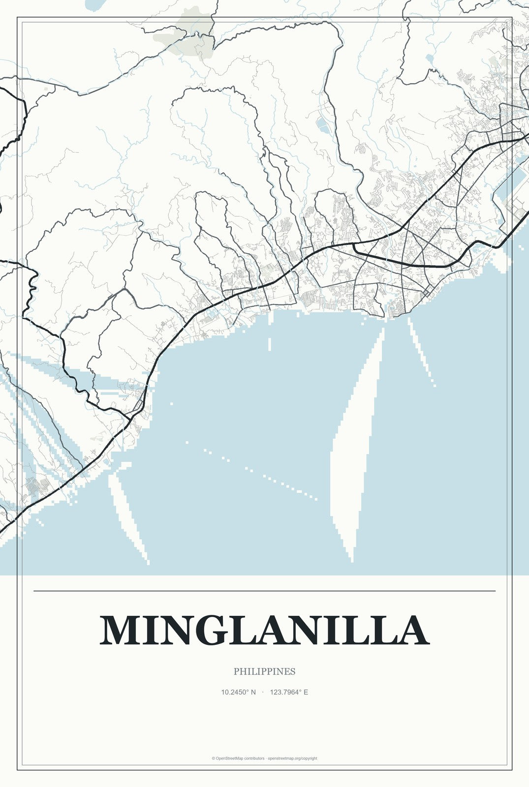 Minglanilla, Philippines City Map Aluminum Sign in Gallery Air style