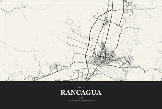 Rancagua, Chile City Map Aluminum Sign in Museum Plaque style
