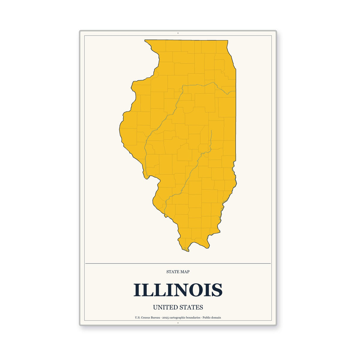 Illinois state map aluminum sign in Citrine Modern style
