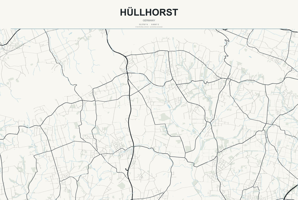 Hüllhorst, Germany City Map Aluminum Sign in Headline Atlas style