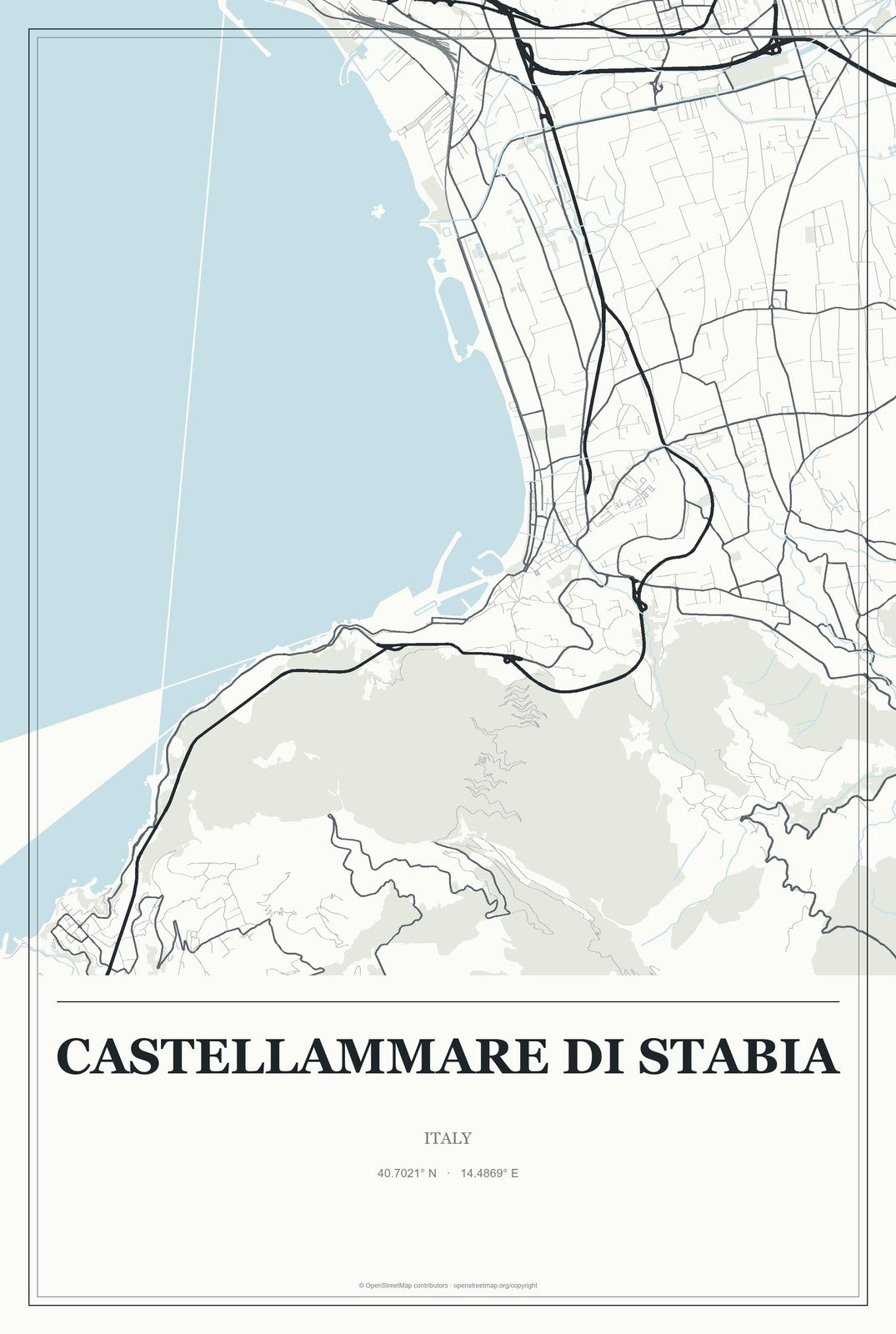 Castellammare di Stabia, Italy City Map Aluminum Sign in Gallery Air style