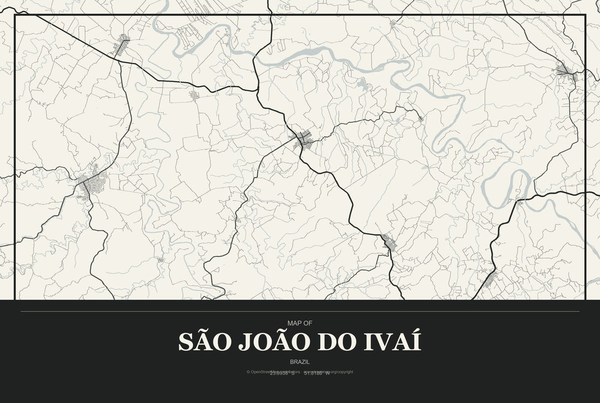 São João do Ivaí, Brazil City Map Aluminum Sign in Museum Plaque style