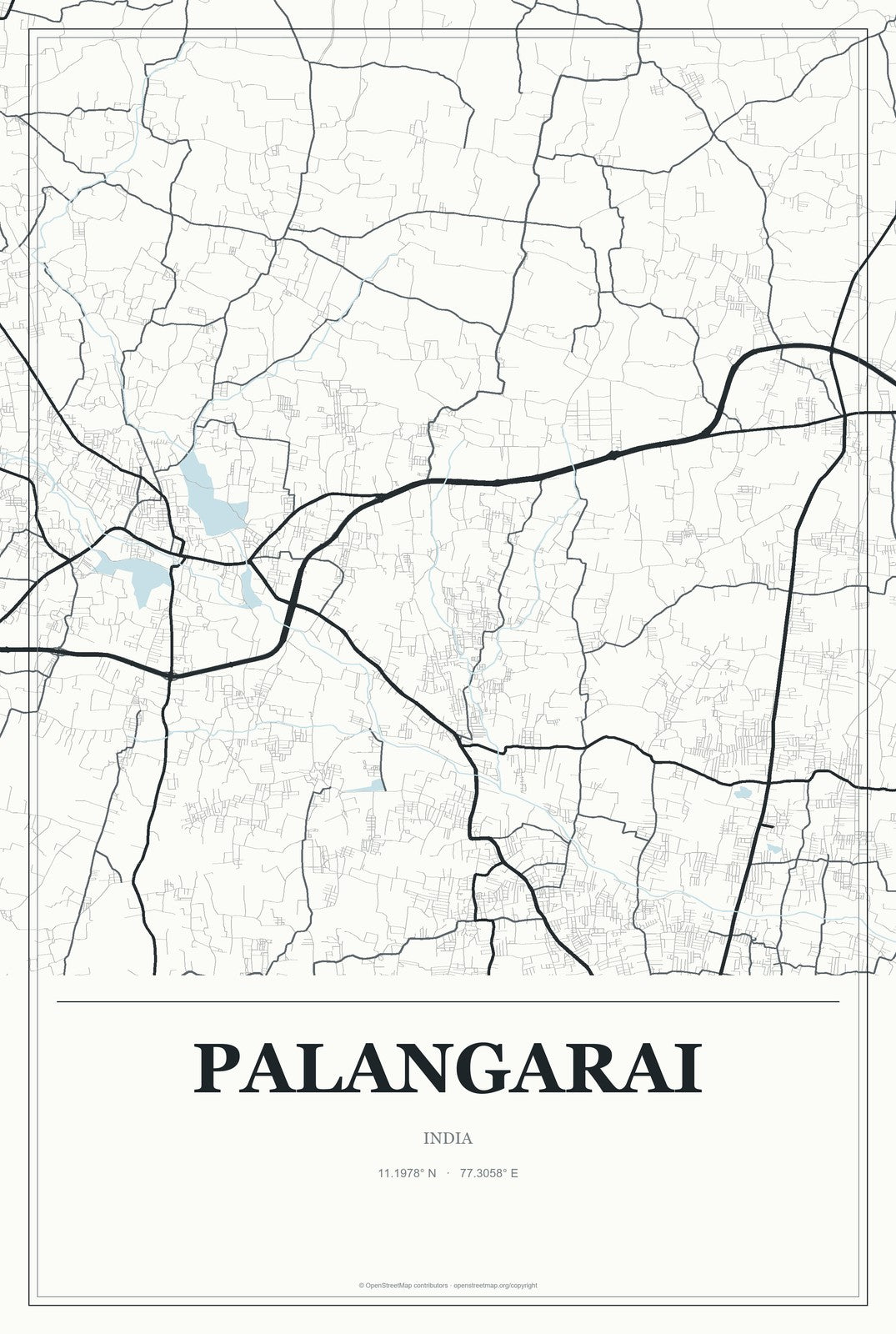 Palangarai, India City Map Aluminum Sign in Gallery Air style