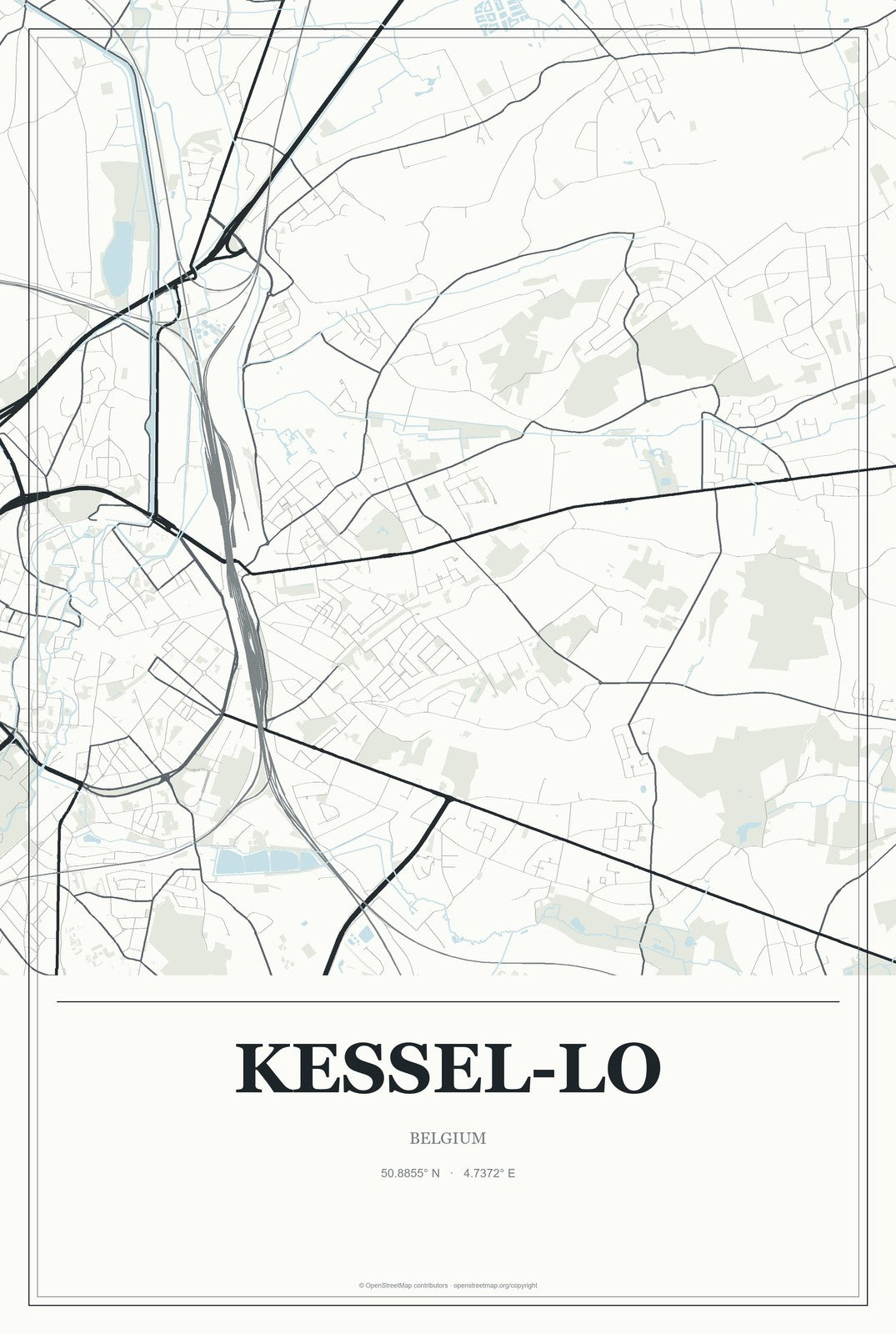 Kessel-Lo, Belgium City Map Aluminum Sign in Gallery Air style