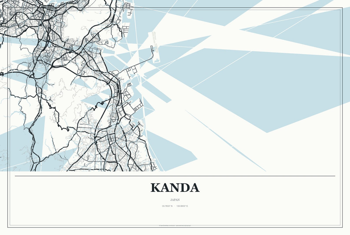 Kanda, Japan City Map Aluminum Sign in Gallery Air style