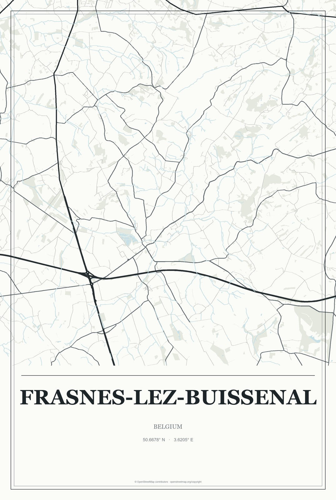 Frasnes-lez-Buissenal, Belgium City Map Aluminum Sign in Gallery Air style