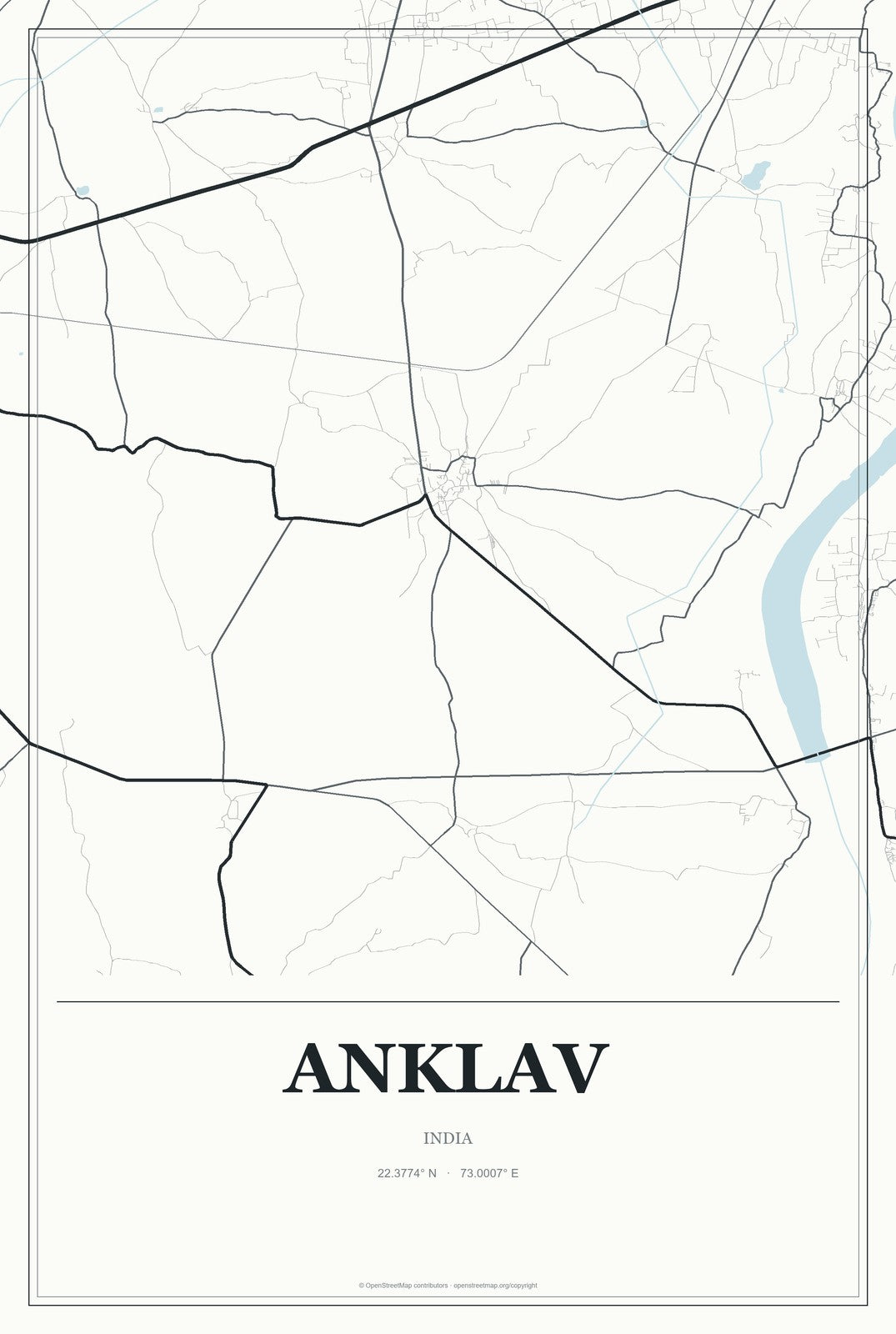 Anklav, India City Map Aluminum Sign in Gallery Air style