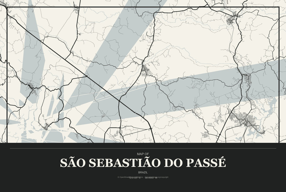 São Sebastião do Passé, Brazil City Map Aluminum Sign in Museum Plaque style
