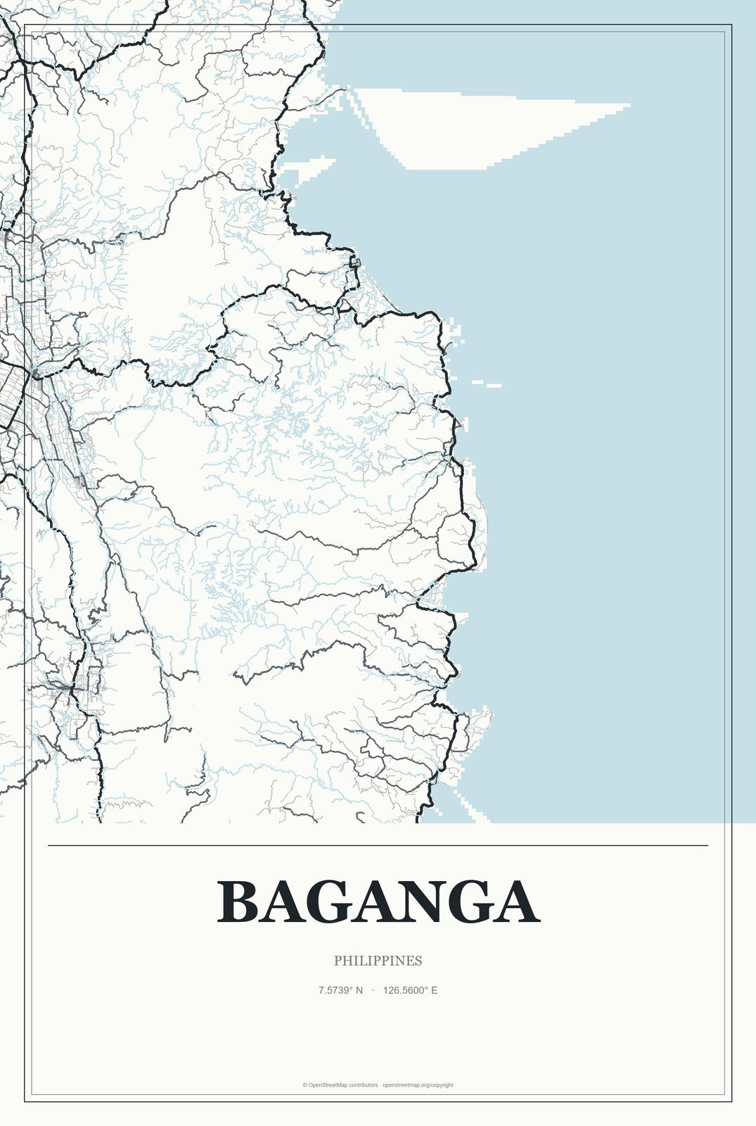 Baganga, Philippines City Map Aluminum Sign in Gallery Air style