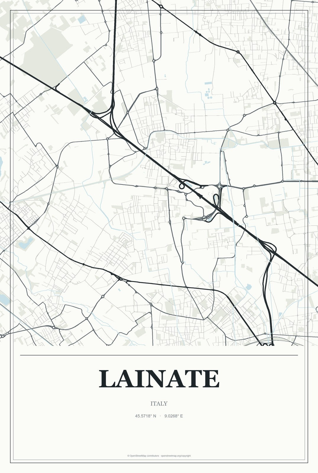 Lainate, Italy City Map Aluminum Sign in Gallery Air style