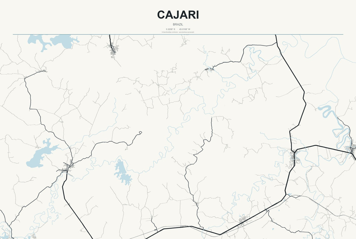 Cajari, Brazil City Map Aluminum Sign in Headline Atlas style