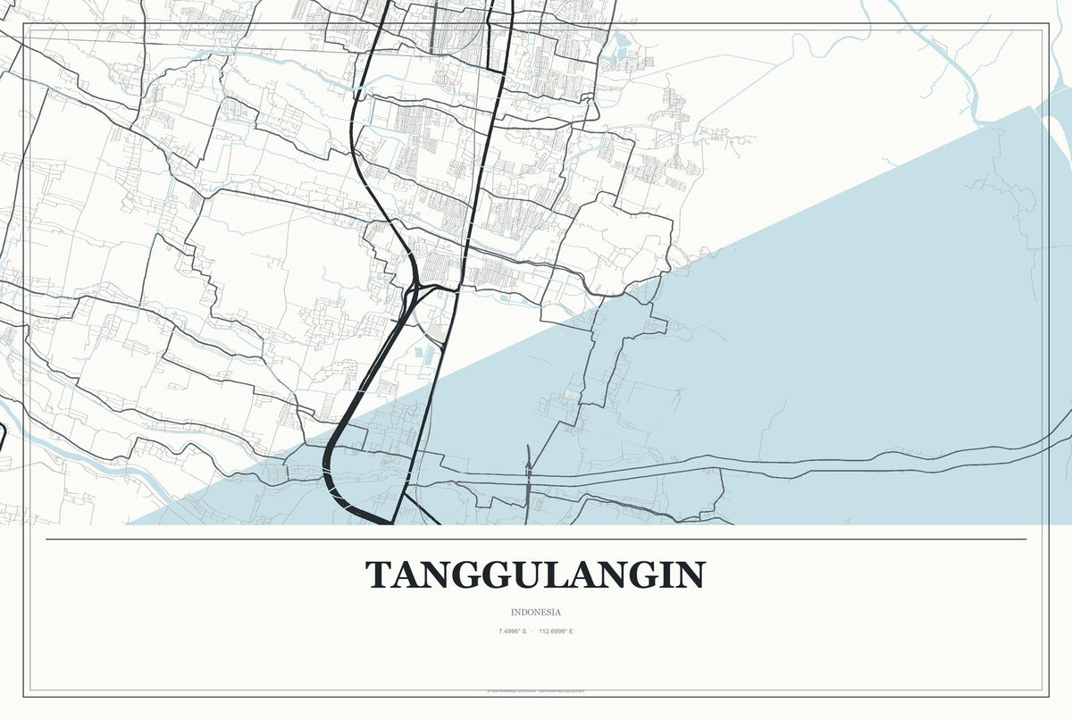 Tanggulangin, Indonesia City Map Aluminum Sign in Gallery Air style