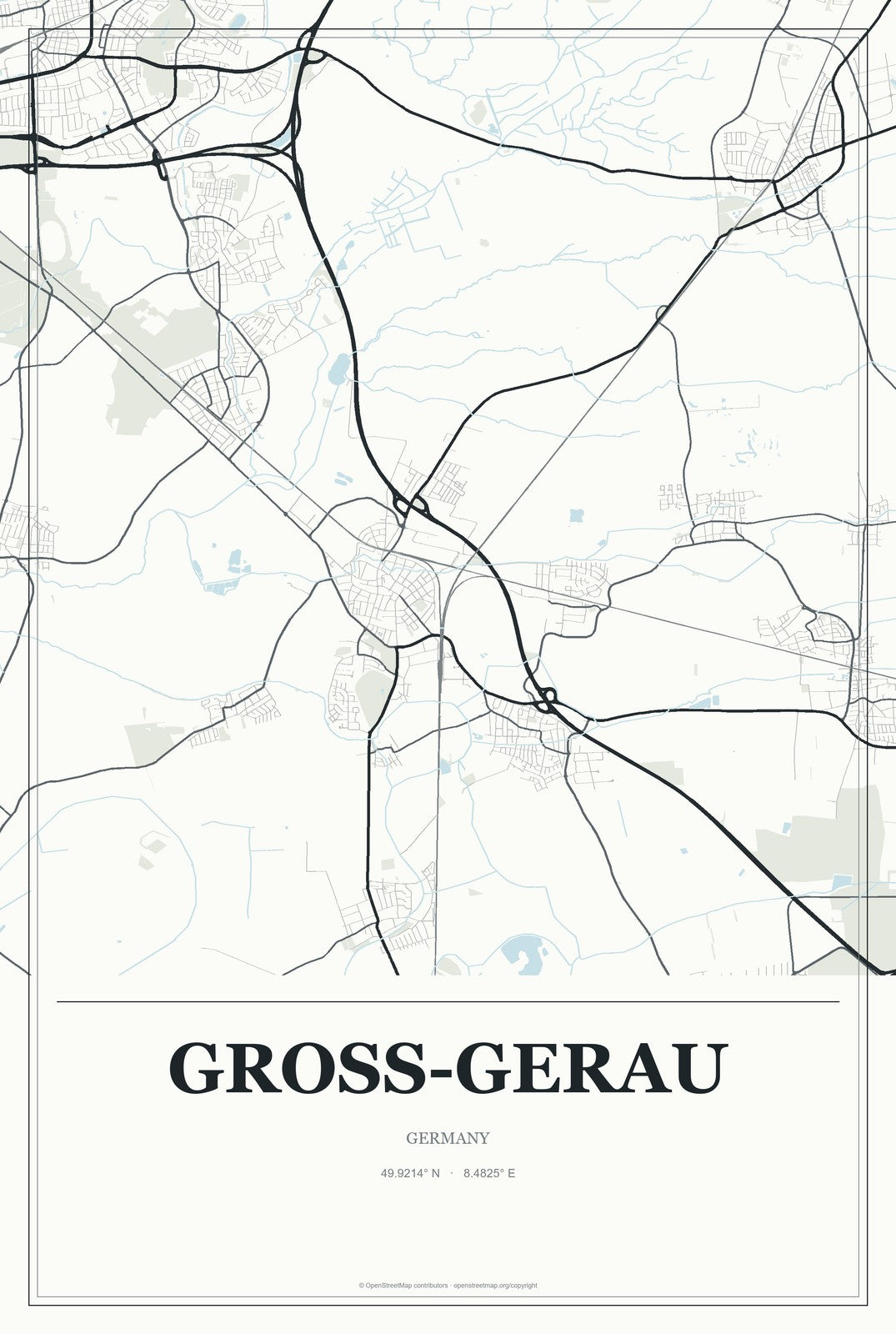 Groß-Gerau, Germany City Map Aluminum Sign in Gallery Air style