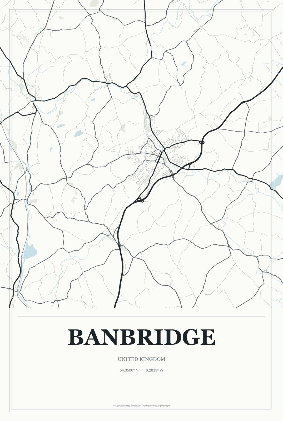 Banbridge, United Kingdom City Map Aluminum Sign in Gallery Air style