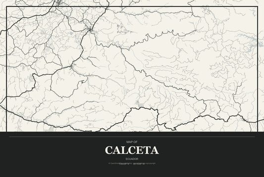 Calceta, Ecuador City Map Aluminum Sign in Museum Plaque style