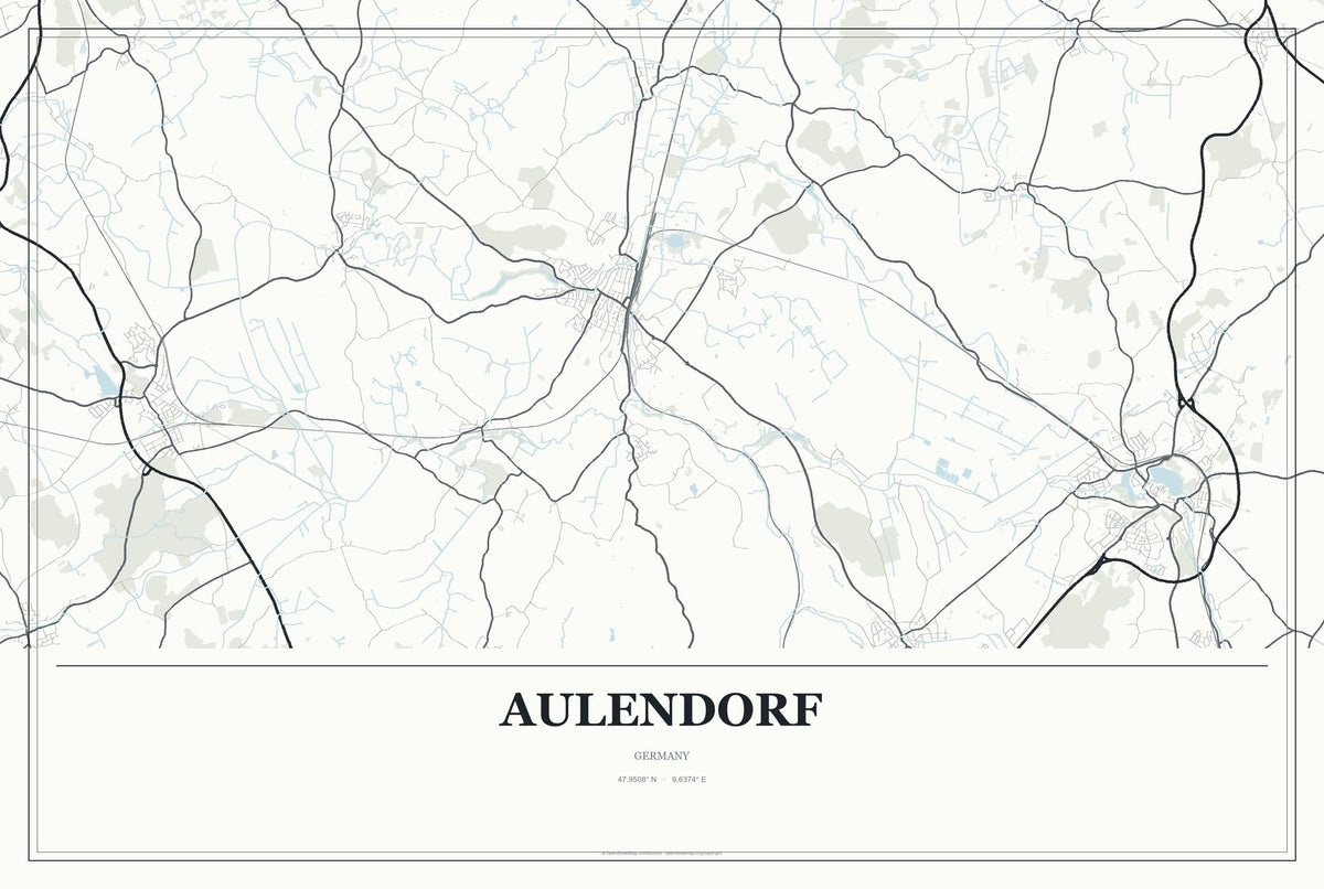 Aulendorf, Germany City Map Aluminum Sign in Gallery Air style
