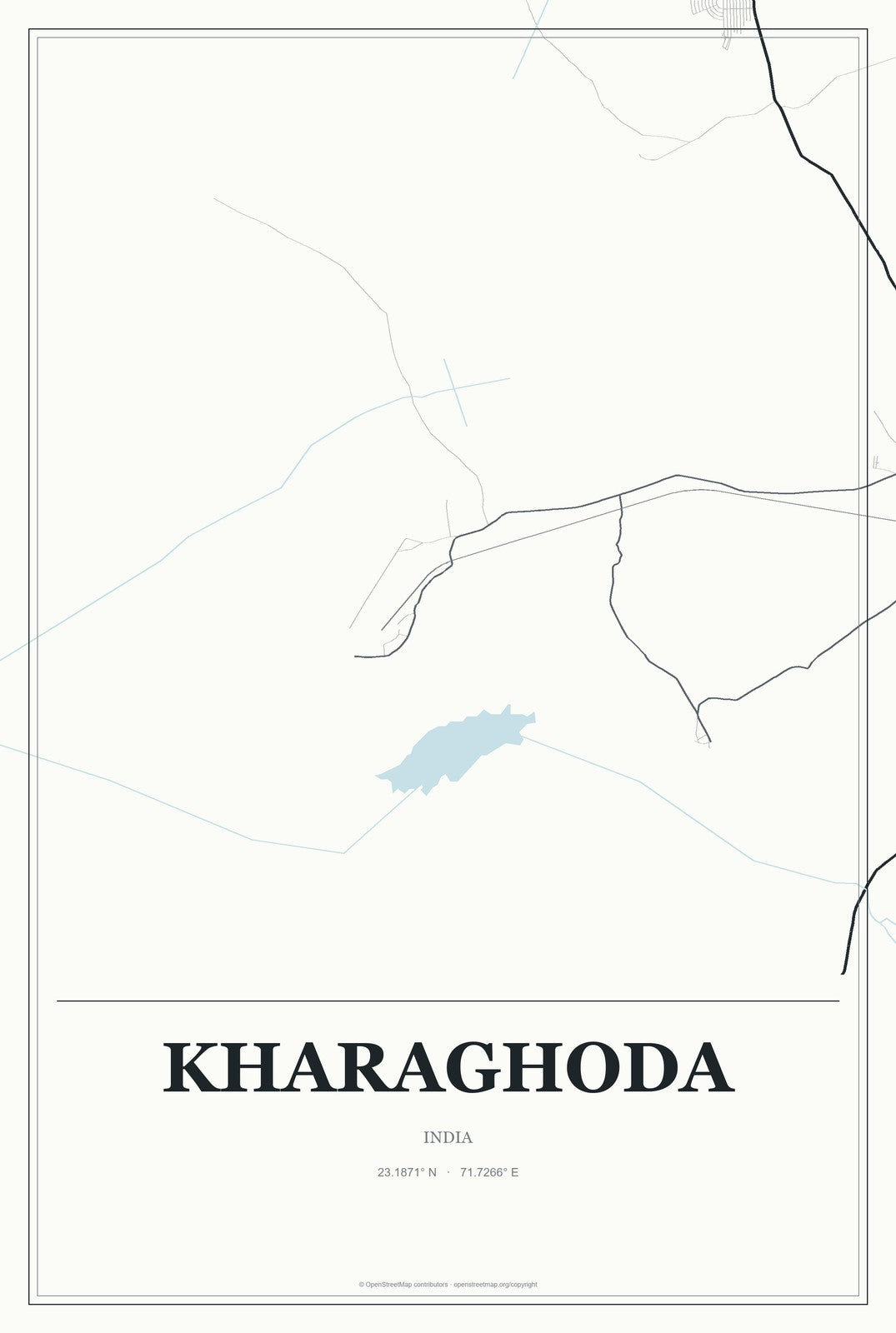 Kharaghoda, India City Map Aluminum Sign in Gallery Air style