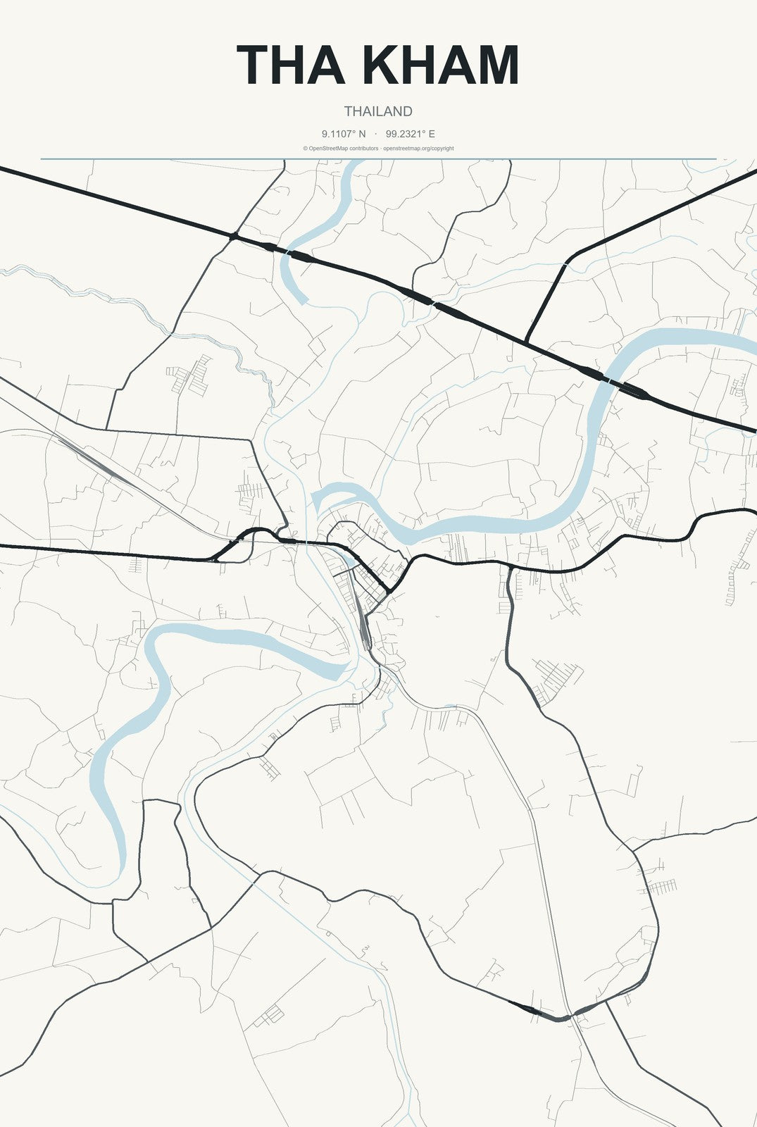 Tha Kham, Thailand City Map Aluminum Sign in Headline Atlas style