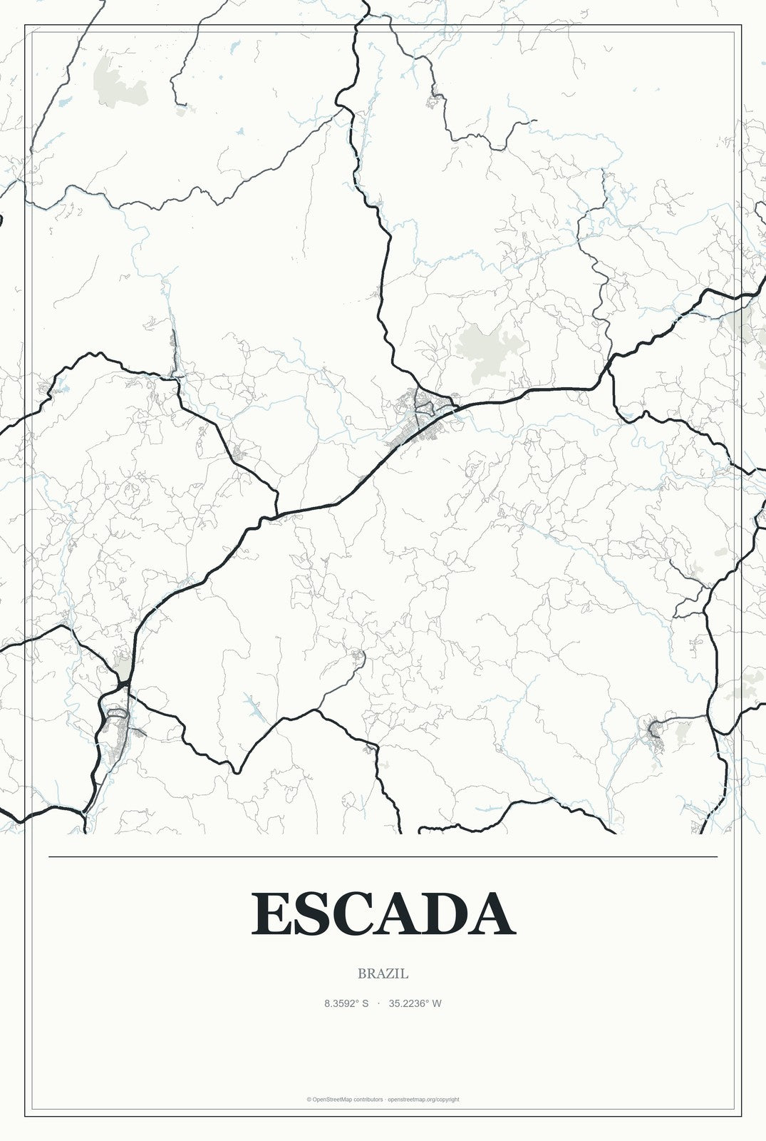 Escada, Brazil City Map Aluminum Sign in Gallery Air style