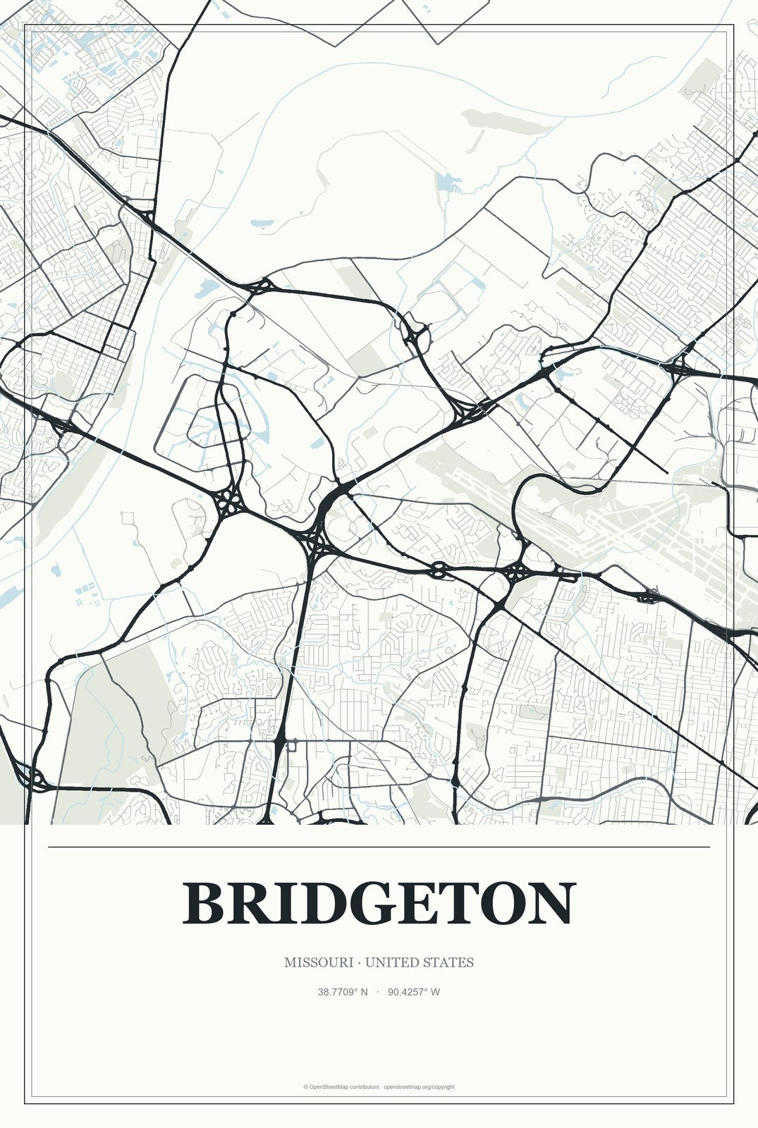 Bridgeton, Missouri City Map Aluminum Sign in Gallery Air style