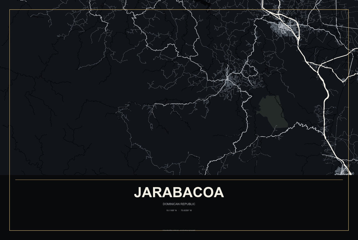 Jarabacoa, Dominican Republic City Map Aluminum Sign in Metropolitan Noir style