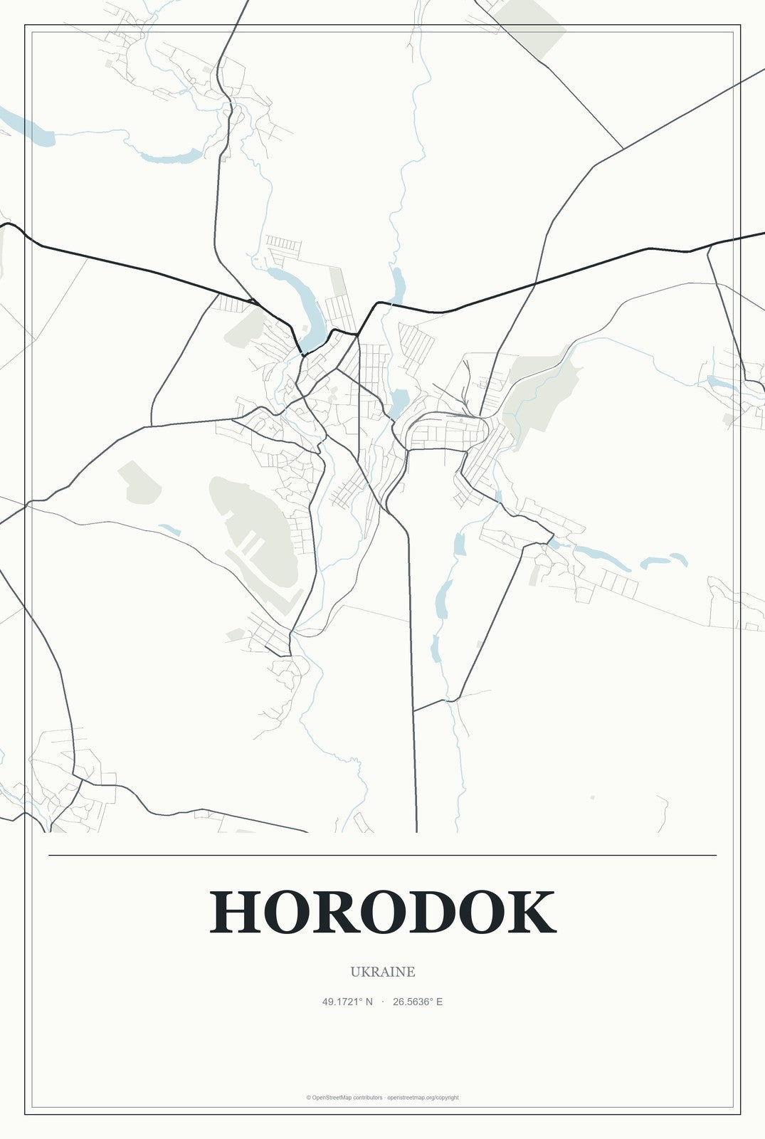 Horodok, Khmelnytskyi, Ukraine City Map Aluminum Sign in Gallery Air style