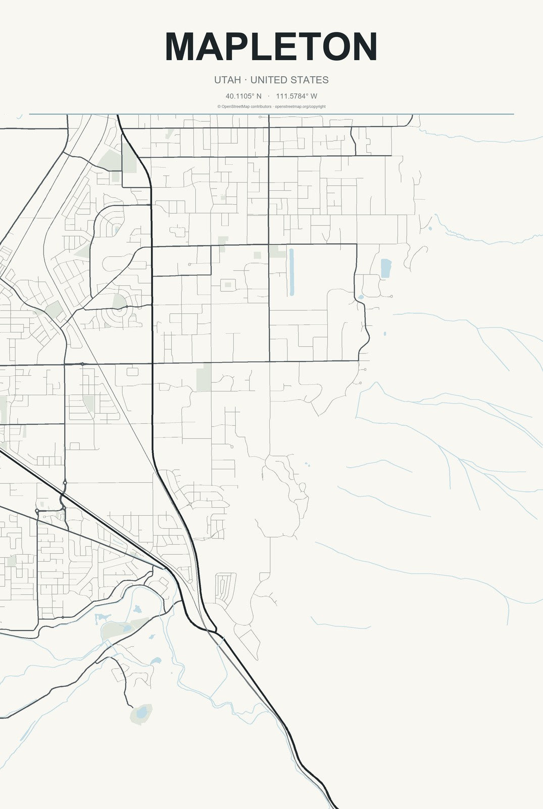 Mapleton, Utah City Map Aluminum Sign in Headline Atlas style