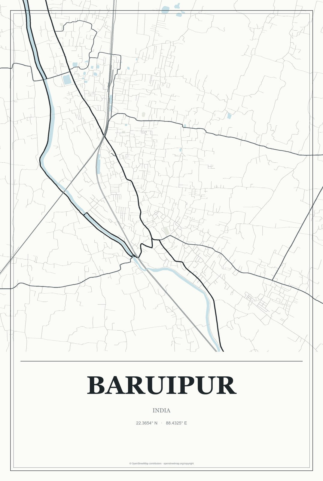 Baruipur, India City Map Aluminum Sign in Gallery Air style