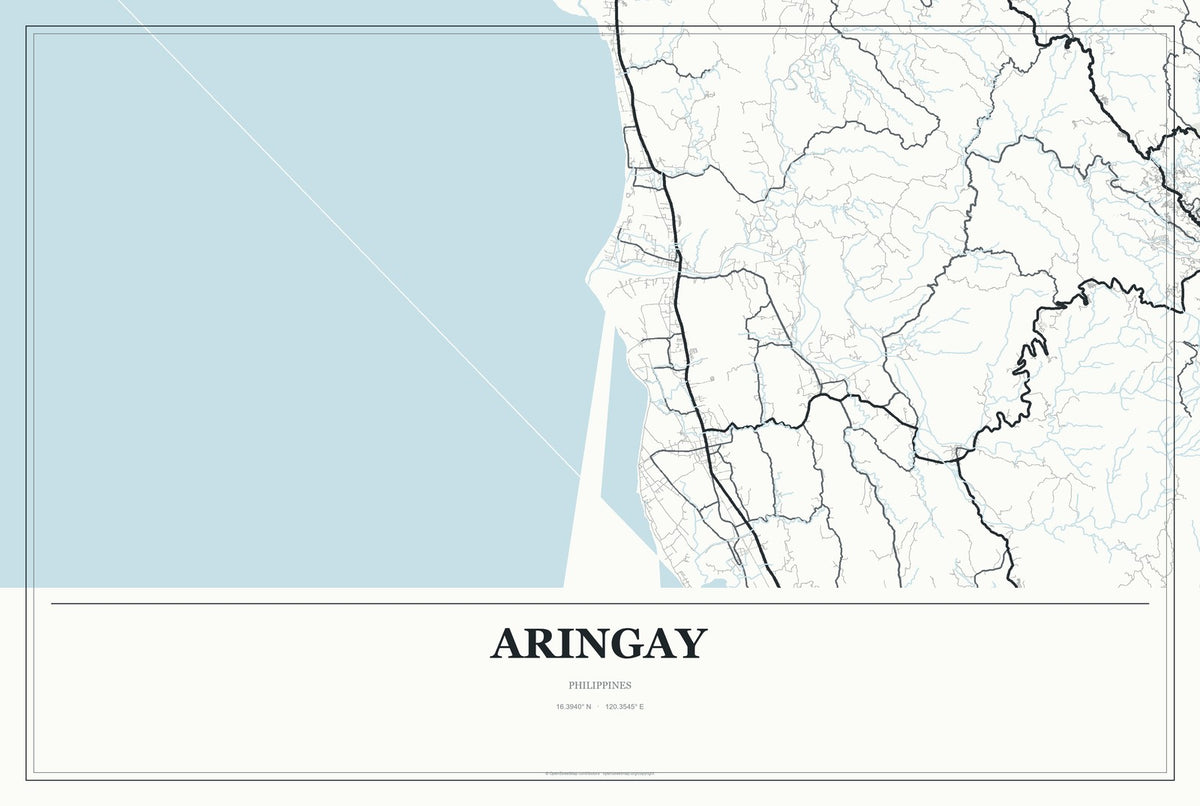 Aringay, Philippines City Map Aluminum Sign in Gallery Air style