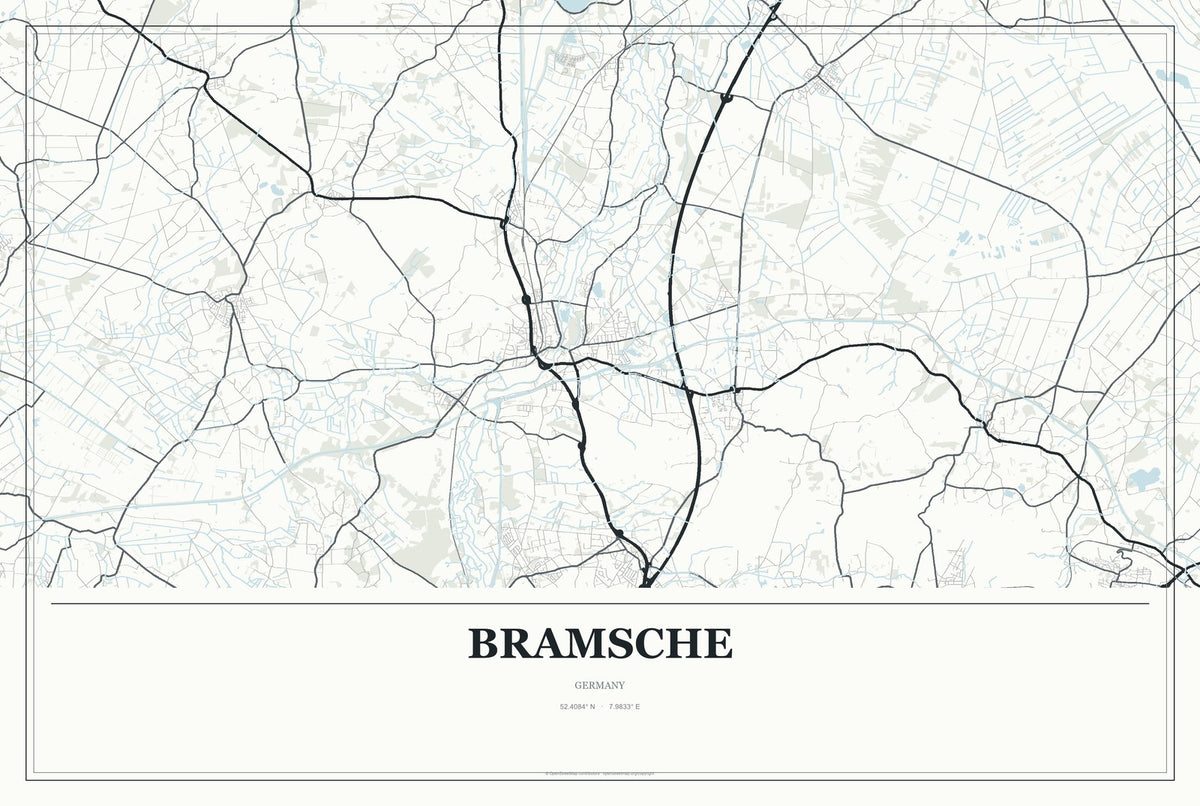 Bramsche, Germany City Map Aluminum Sign in Gallery Air style