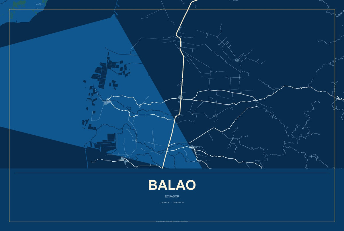 Balao, Ecuador City Map Aluminum Sign in Harbor Cobalt style