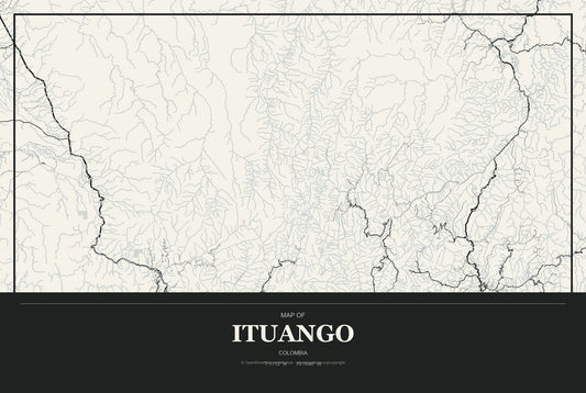 Ituango, Colombia City Map Aluminum Sign in Museum Plaque style