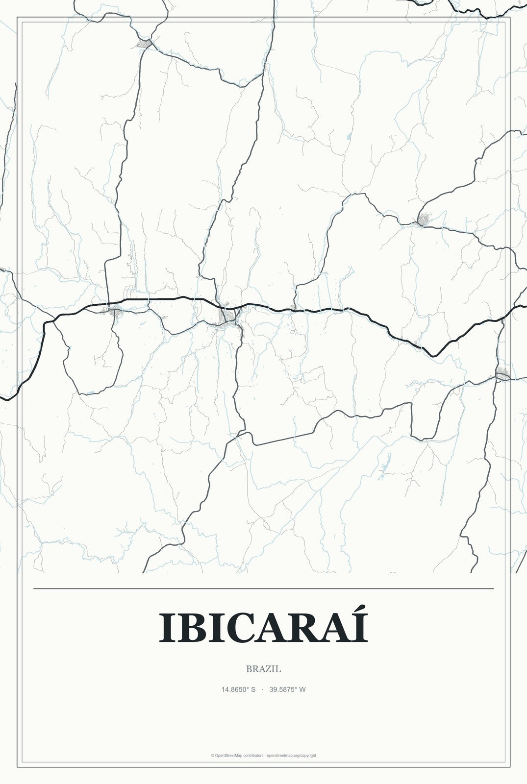 Ibicaraí, Brazil City Map Aluminum Sign in Gallery Air style
