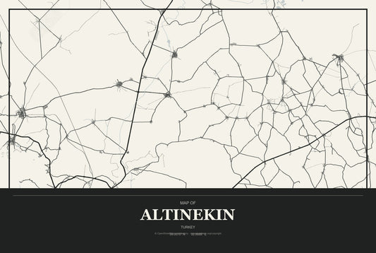 Altınekin, Turkey City Map Aluminum Sign in Museum Plaque style