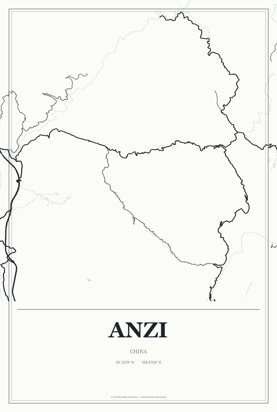 Anzi, China City Map Aluminum Sign in Gallery Air style