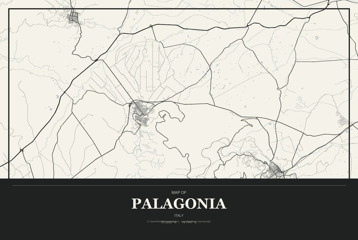 Palagonia, Italy City Map Aluminum Sign in Museum Plaque style