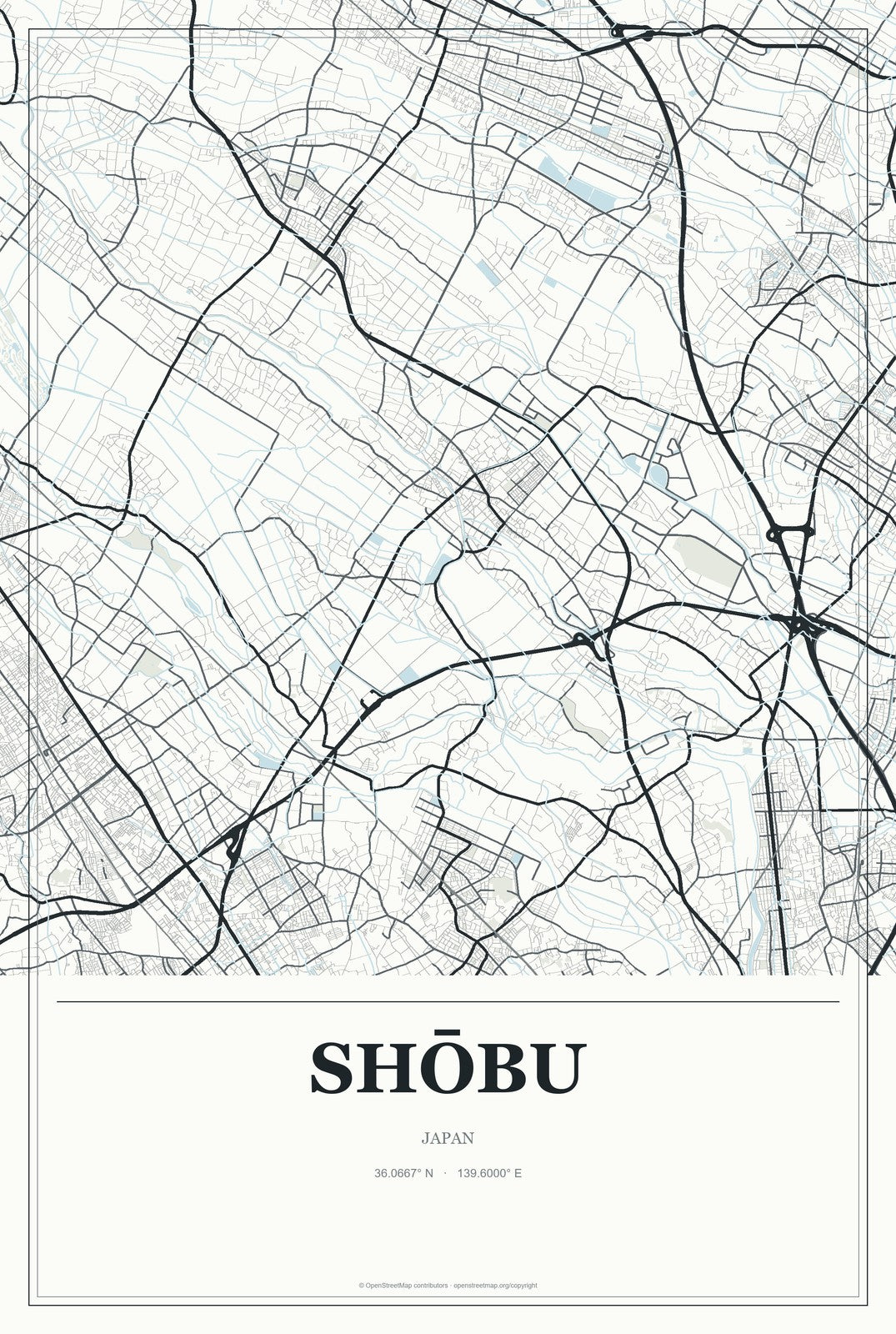 Shōbu, Japan City Map Aluminum Sign in Gallery Air style