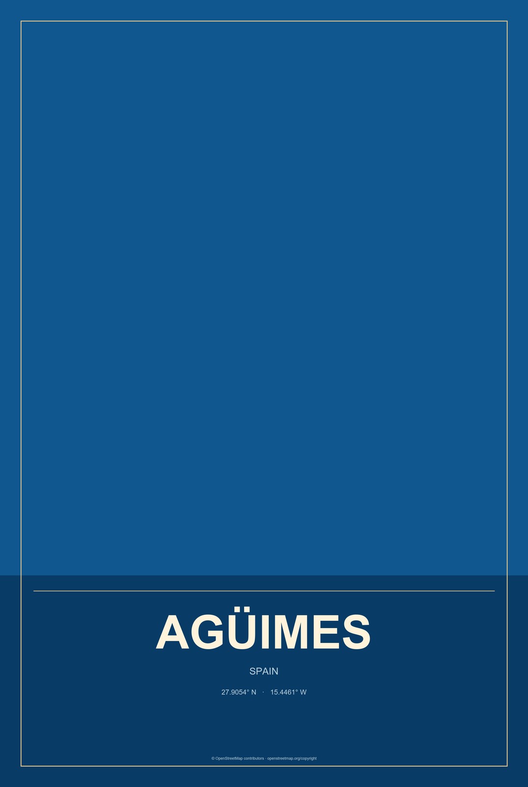 Agüimes, Spain City Map Aluminum Sign in Harbor Cobalt style