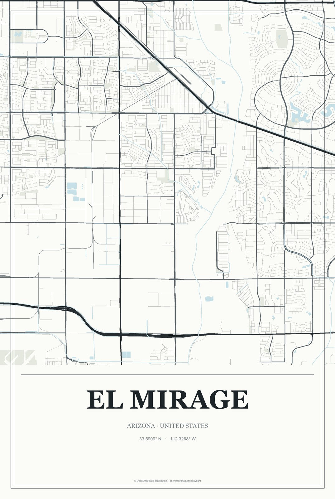 El Mirage, Arizona City Map Aluminum Sign in Gallery Air style