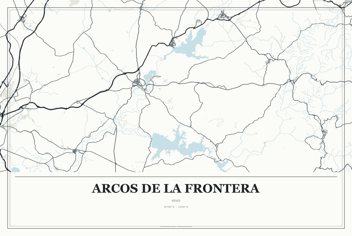Arcos de la Frontera, Spain City Map Aluminum Sign in Gallery Air style