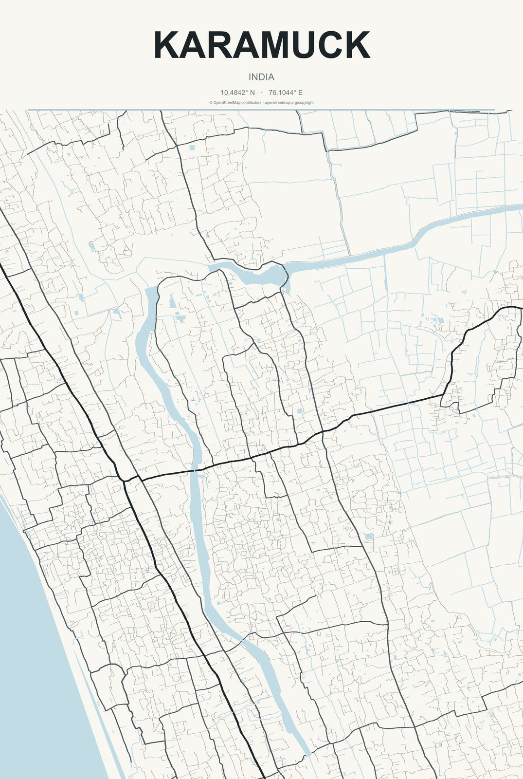 Karamuck, India City Map Aluminum Sign in Headline Atlas style