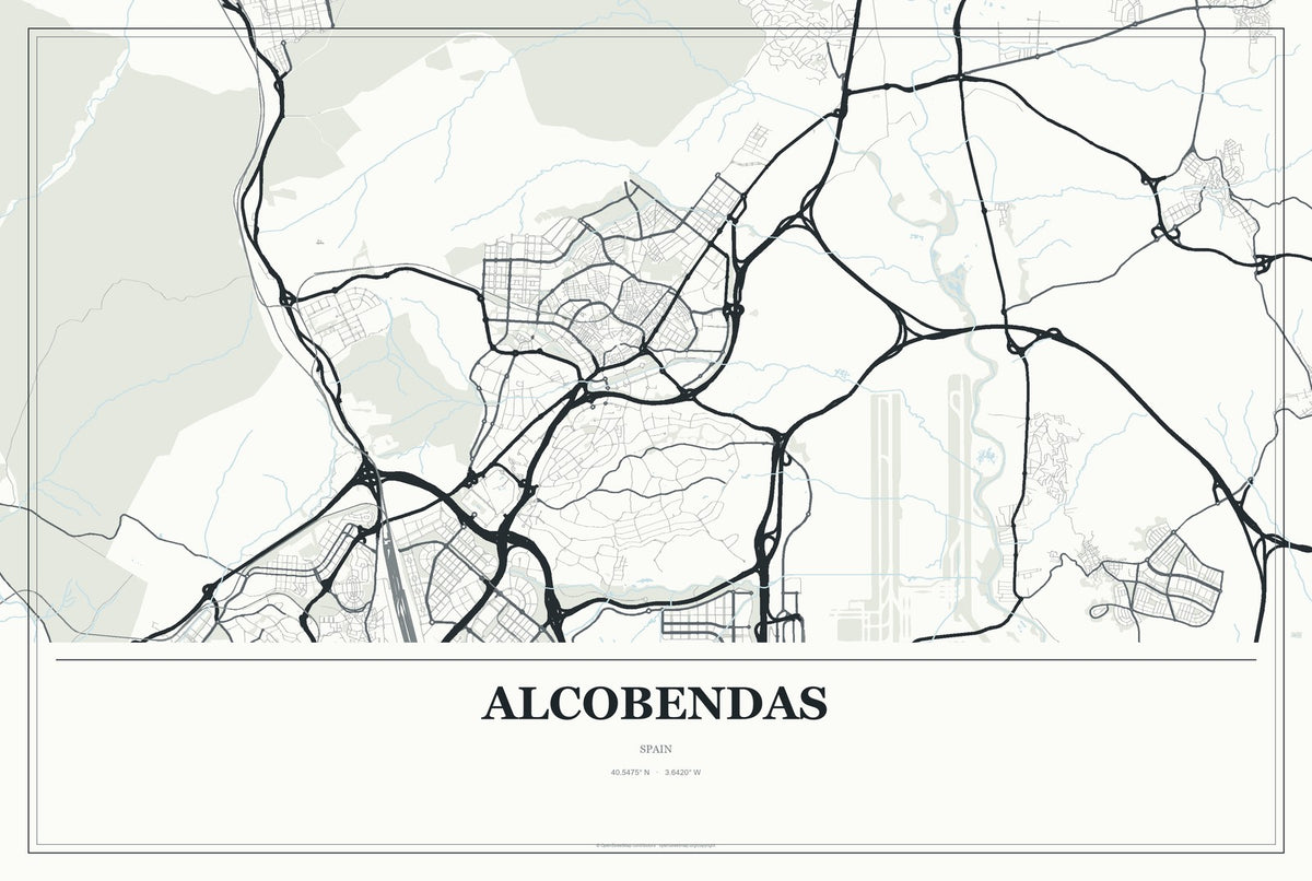 Alcobendas, Spain City Map Aluminum Sign in Gallery Air style