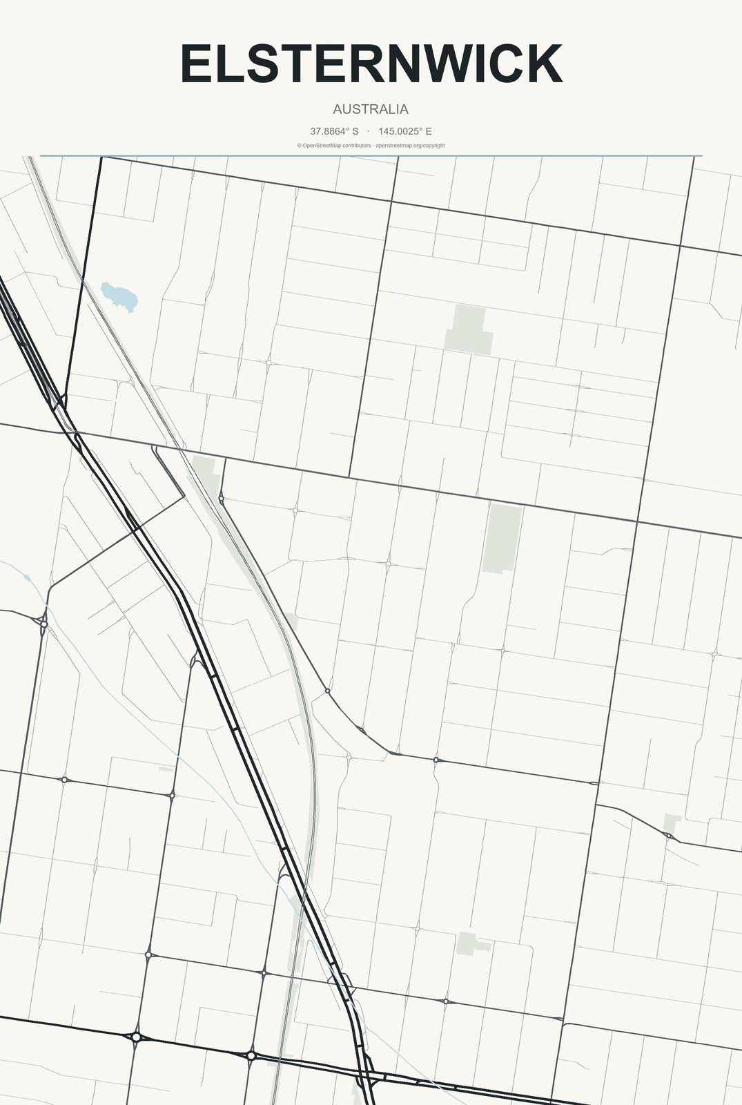 Elsternwick, Australia City Map Aluminum Sign in Headline Atlas style