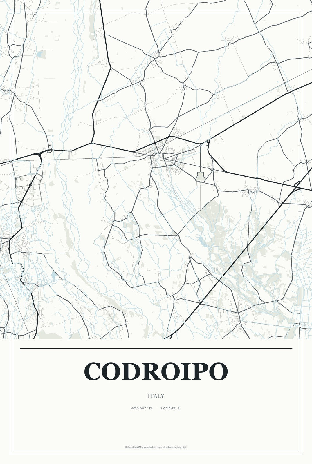 Codroipo, Italy City Map Aluminum Sign in Gallery Air style