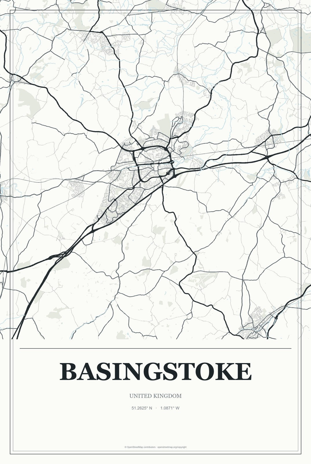 Basingstoke, United Kingdom City Map Aluminum Sign in Gallery Air style