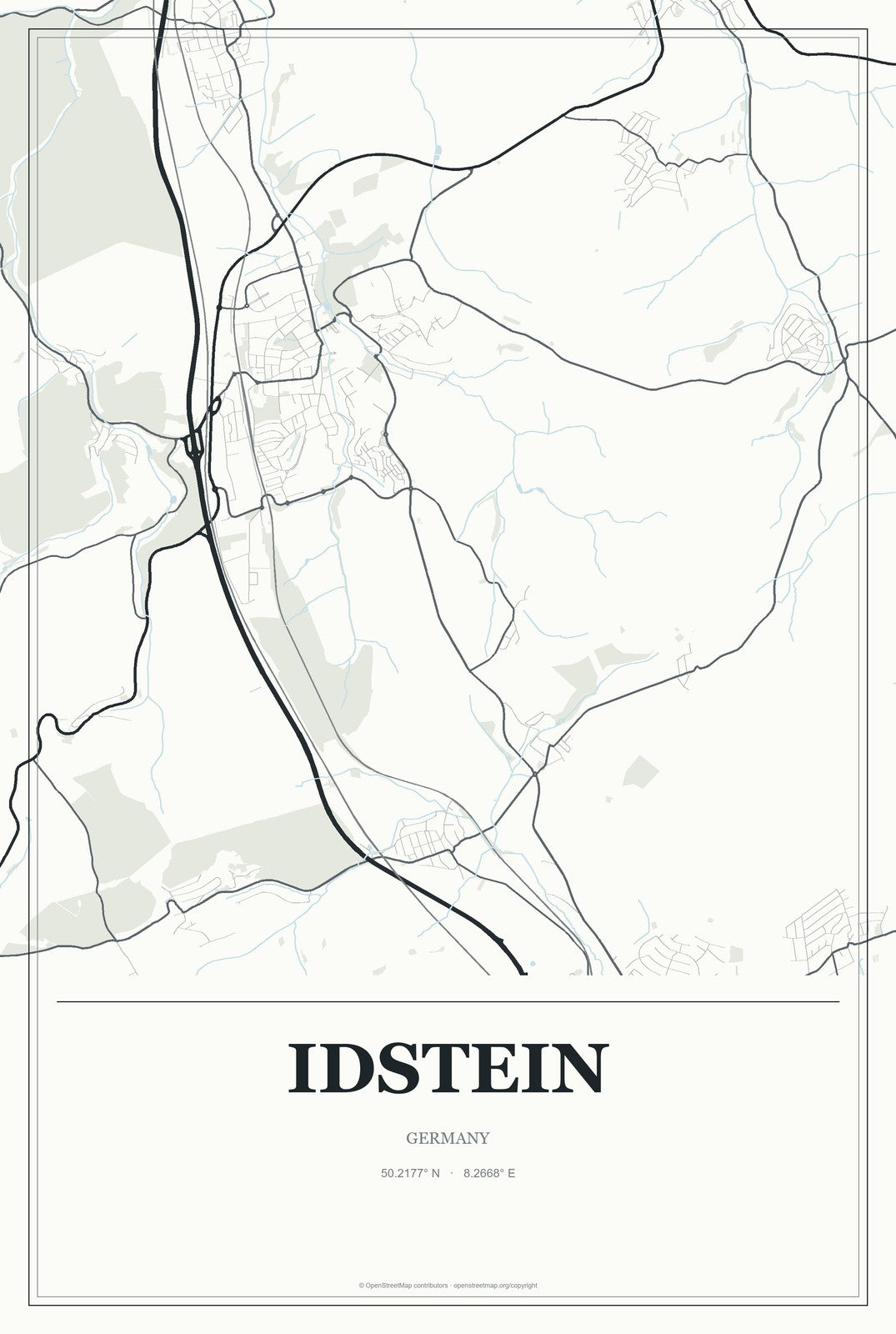 Idstein, Germany City Map Aluminum Sign in Gallery Air style