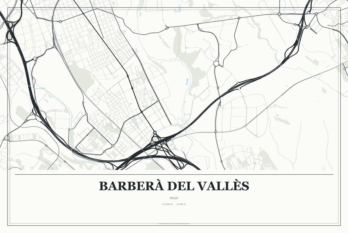 Barberà del Vallès, Spain City Map Aluminum Sign in Gallery Air style