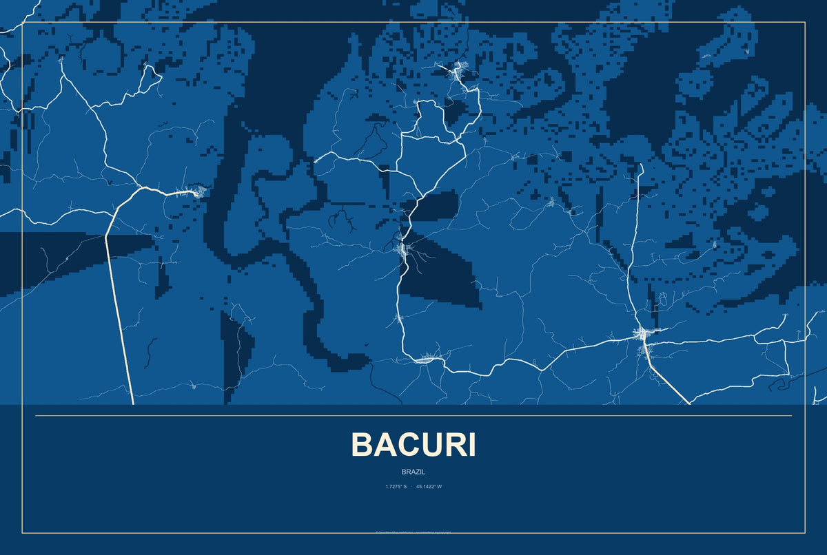 Bacuri, Brazil City Map Aluminum Sign in Harbor Cobalt style