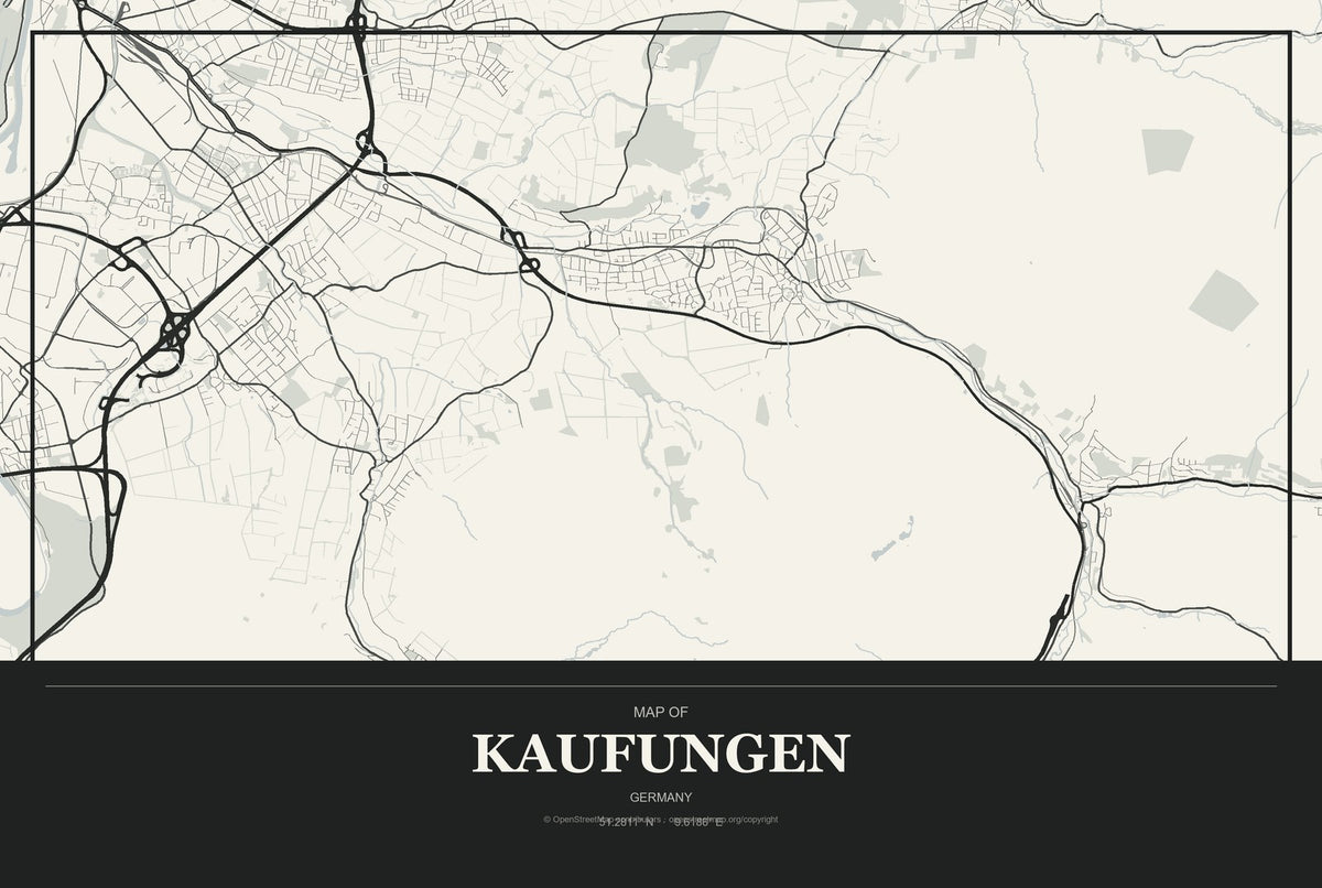 Kaufungen, Germany City Map Aluminum Sign in Museum Plaque style