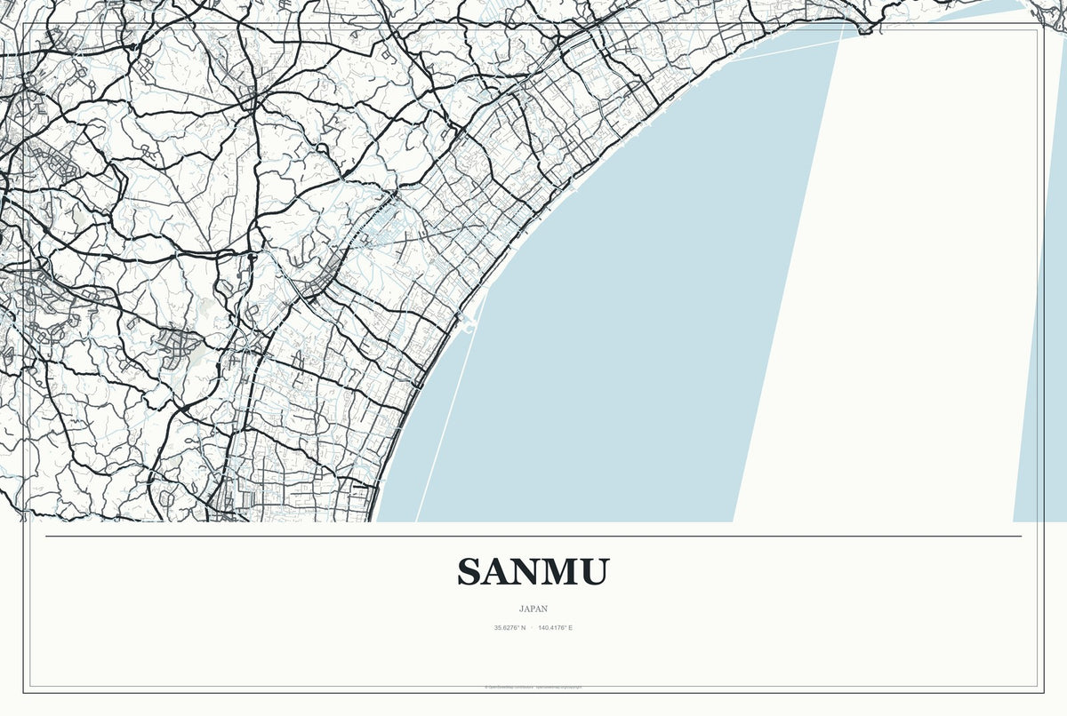 Sanmu, Japan City Map Aluminum Sign in Gallery Air style
